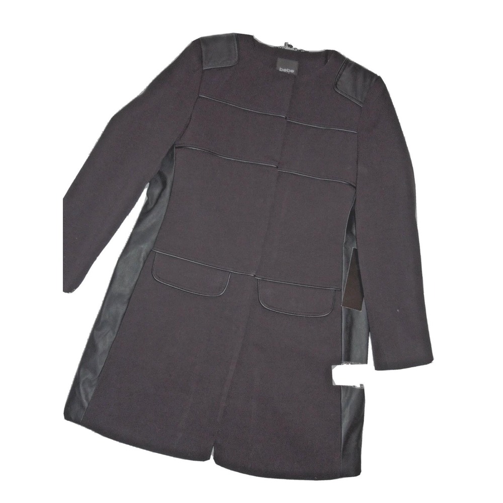 BEBE black Winter JACKET Pea coat LONG LARGE L
